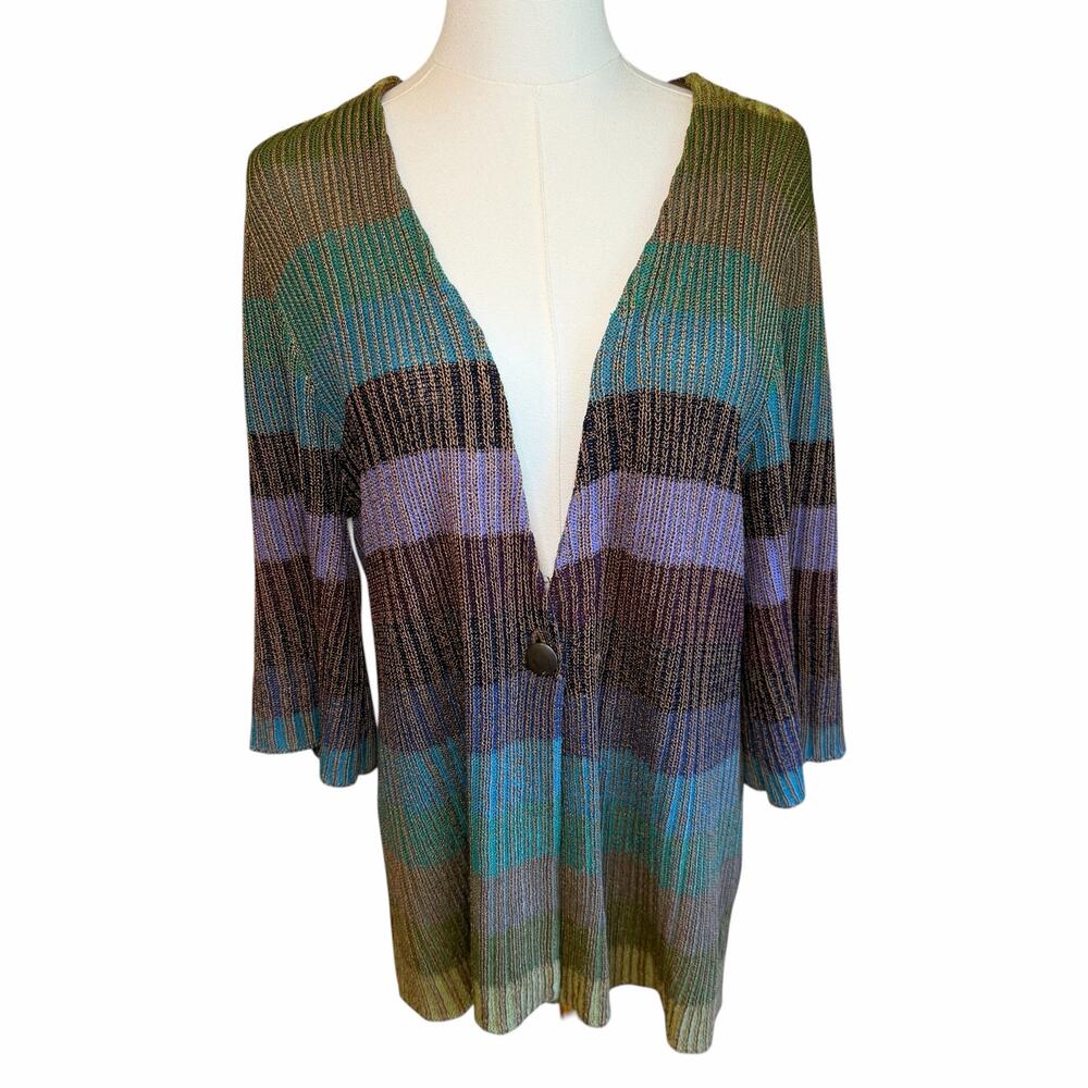 Coldwater Creek Ribbed Ombré Striped Cardigan Women’s XL